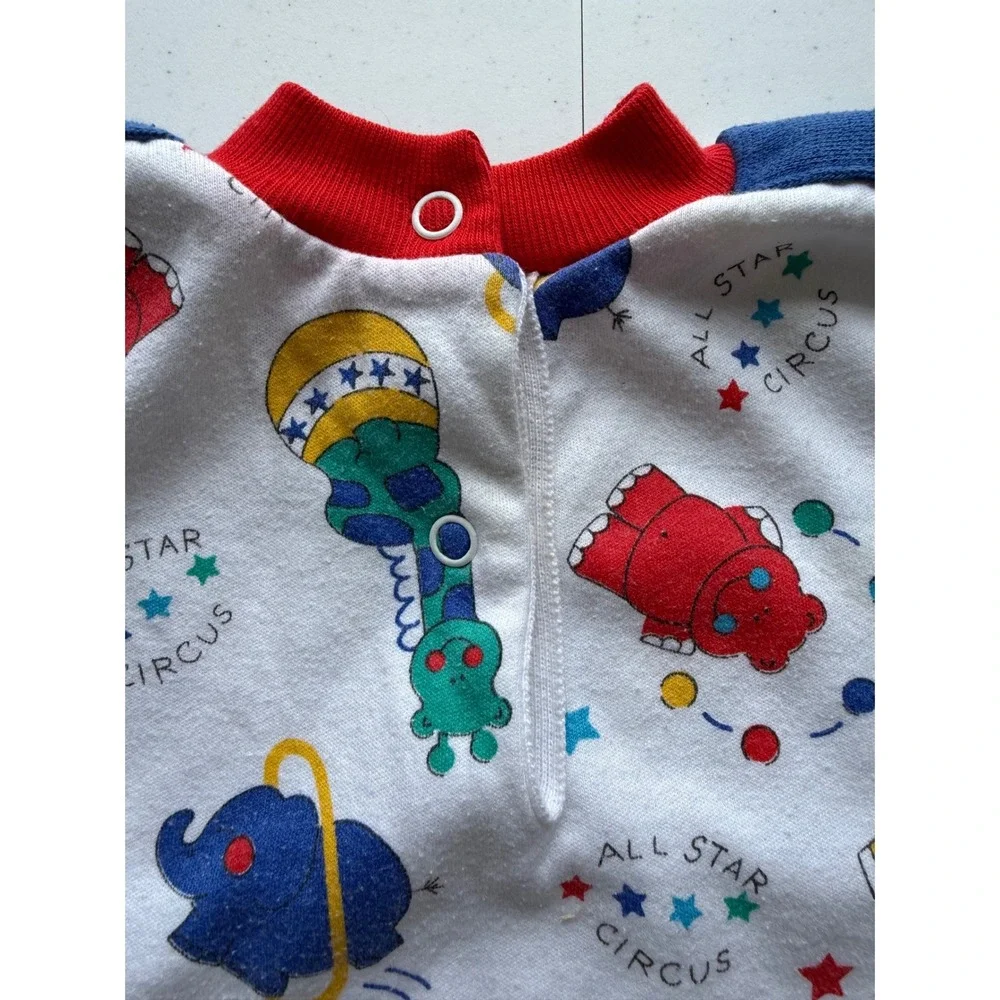 Vintage HEALTHTEX Circus Train Romper 6-9 Months Primary Colors Retro
